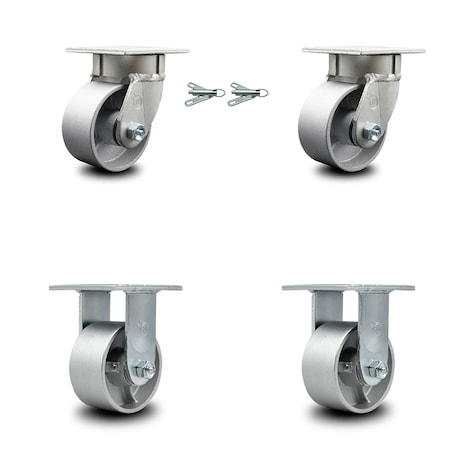 Service Caster 4 Inch Kingpinless Semi Steel Wheel Caster Swivel Locks 2 Rigid SCC, 2PK SCC-KP30S420-SSR-BSL-2-R-2